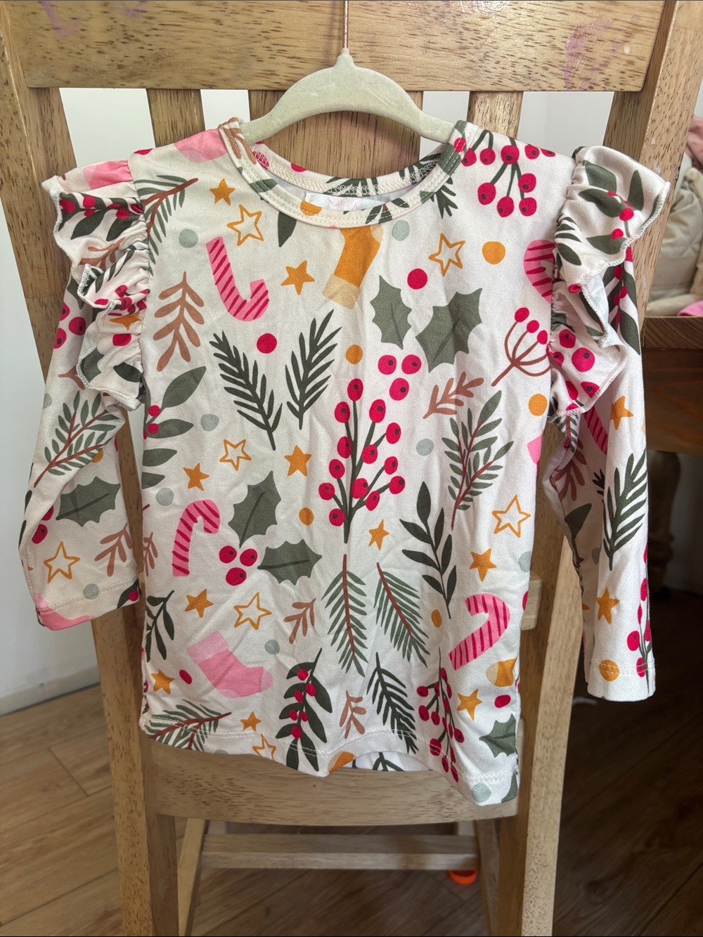 Christmas ruffle sleeve tee